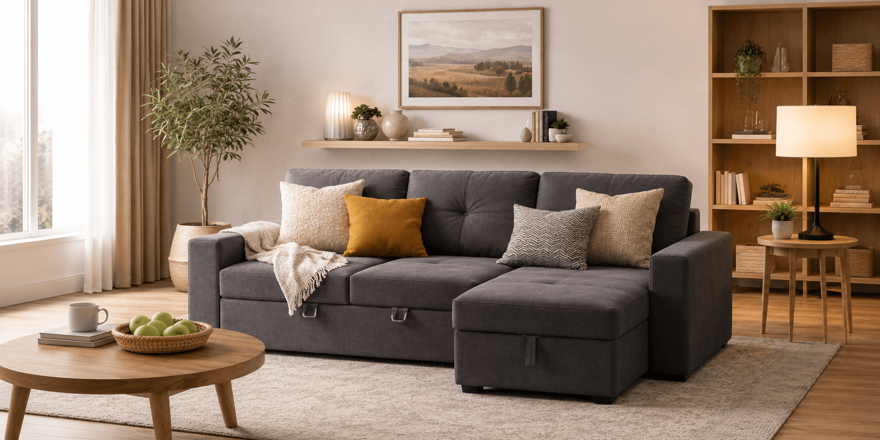 Ambiente de sala com sofa premium