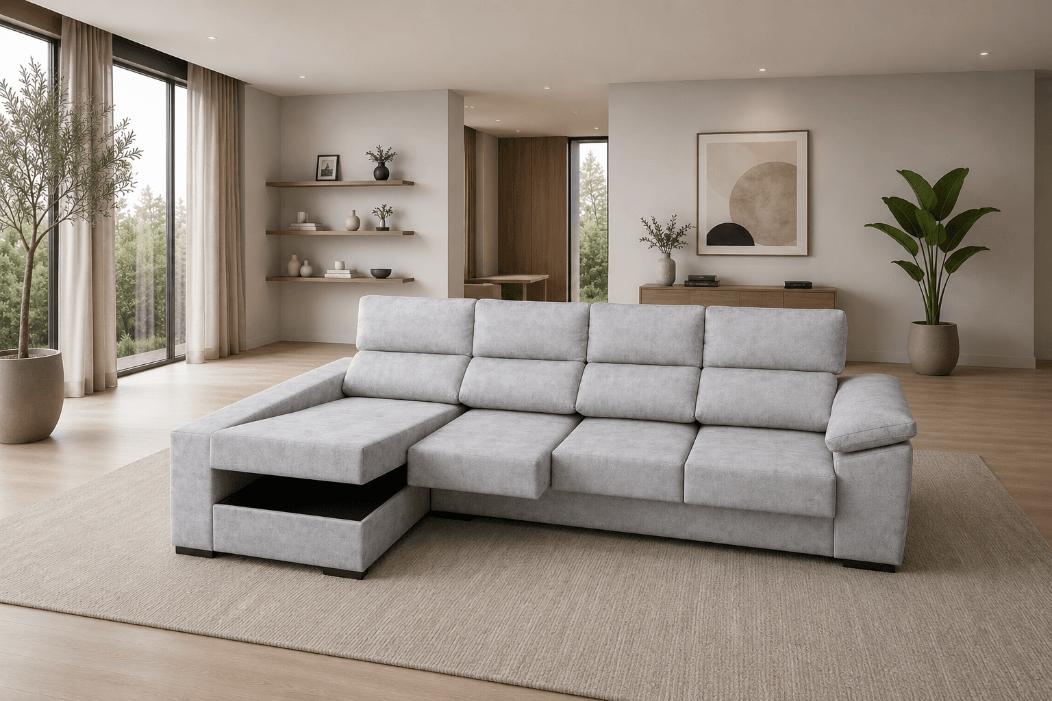 Chaise Longue Monarca - Cinza Claro